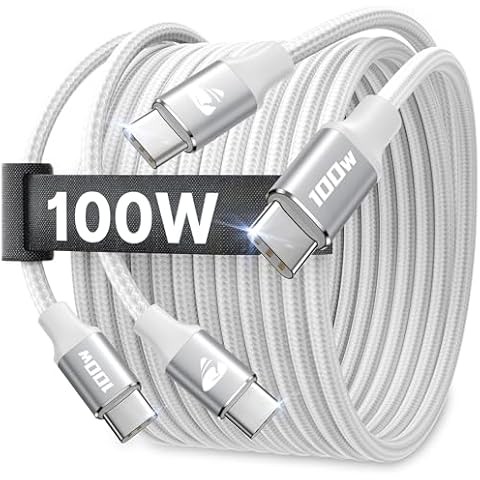 USB C to USB C Cable 100W [6.6ft/2 Pack] USBC to USBC Fast Charging Cable Braided USB C to C Charger Cord for iPhone 15 Pro Max Plus, MacBook Pro/Air, iPad Pro,Samsung Galaxy S24 Ultra S23,Pixel Cover