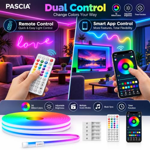 Image of neon Patti Light Colour Changing Room Decoration Gaming Setup led Ribbon Mood Lighting Bedroom sajawat wali Light Party Illumination Aesthetic Streamer Custom Signage Gamer Desk ambiance