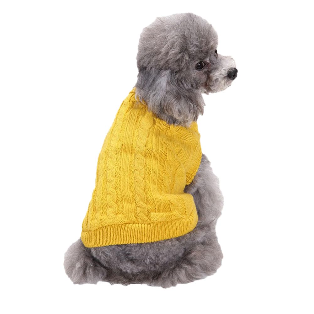 Pet Ribbed Jumpers Pullover Sweatshirt for Dogs Cats, Dog Knit Clothes Pet Pullover Dog Sweater Winter Puppy Jumpers Warm Sweater for Small, Medium and Large Dogs,Yellow,XXL