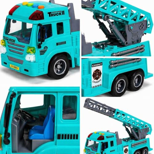 Image of FunBlast Fire Rescue Truck Toy - Realistic City Fire Engine with Light, Sound & Water Spray, Friction Powered Fire Truck Vehicle Toy for Kids Boys & Girls Age 3+ (Green)