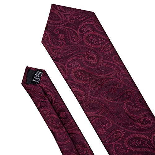 Image of Barry.Wang Men Tie Set Paisley Silk Necktie Pocket Square Cufflinks Formal Wedding Business Party