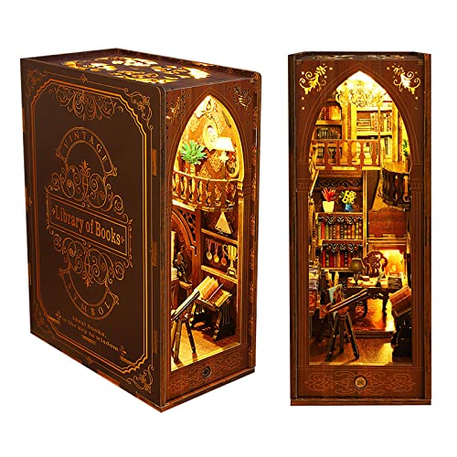 Cuteefun 3D Puzzle Libretti di Legno, Inserto DIY Book Nook, Casa di Bambole in Miniatura Fai da Te con Musica, Realizza Il Tuo Compleanno Modello di Casa Artigianale (Sala Prenotazioni)