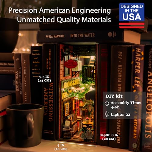 Image of MiniAlley Book Nook DIY Kit - Dreamy - Miniature House Dollhouse Kit for Adult and Teens, Desgined in USA, Booknook Bookshelf Decor Alley Model Build with LED Light, Gifts for Family and Friends