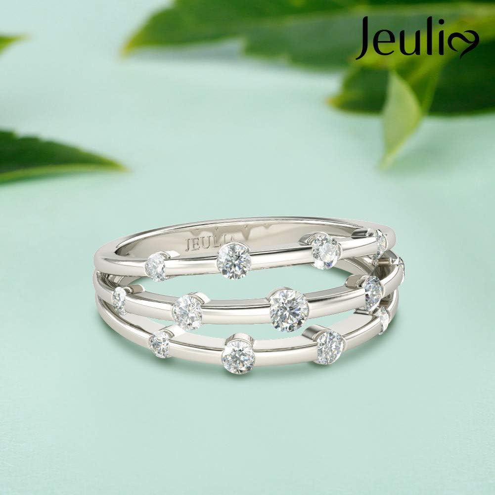 Jeulia 1 Carat Star Rings for Women 925 Sterling Silver Cubic Zirconia Wedding Band CZ Solitaire Engagement Rings Anniversary Promise Romantic Jewelry Gift