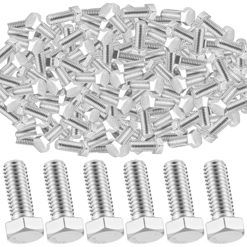 Image of Zonon 100 Pcs 3 /8-16 x 1 Hex Head Screw Bolt 18-8 (304) Stainless Steel Hexagon Bolts, Fully Threaded, Plain Finish, External Hex Drive (Silver)