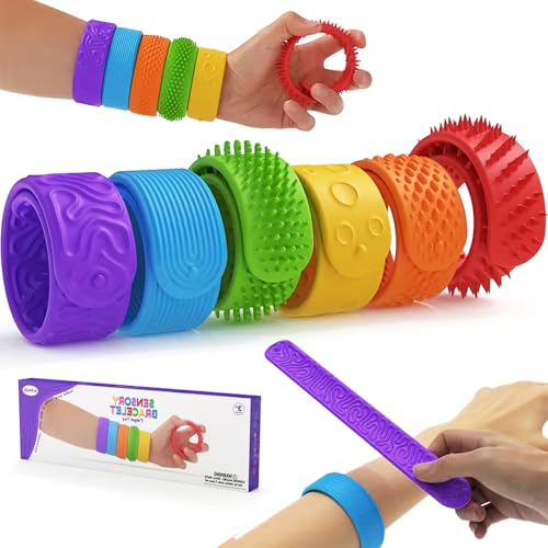 Fidget Toys Schnapparmbänder, 6 Stück Sensorik Spielzeug Armband für Autismus, ADHS, Anti Stress Fidget Toys Set Spielzeug für Kinder, Jugendliche & Erwachsene, Schule & Party