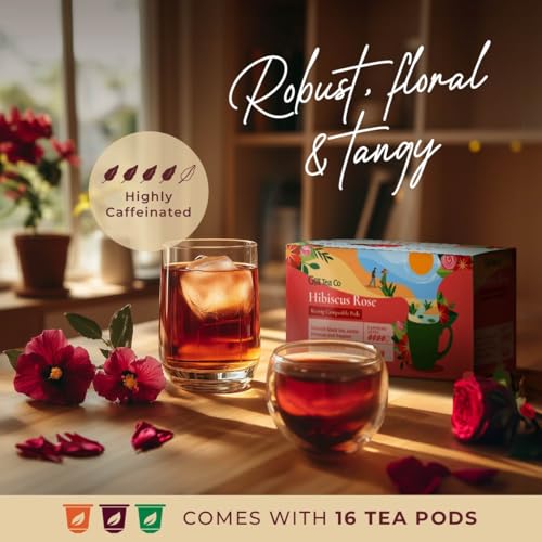 Image of Hibiscus Rose Tea Pod (16 Count) - 100% Natural Caffeinated Black Tea