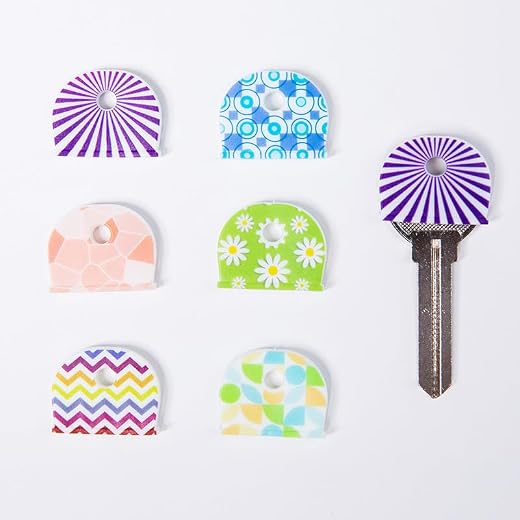 10 10Pcs Silicone Key Caps With Colorful Flower And Geometric Patterns, Flexible Anti Slip Key Covers For Door Home Office, 10Pcs Mix Color