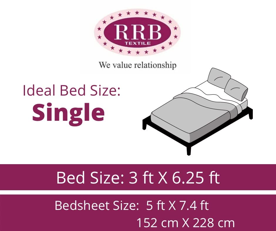 Image of Room Single Bedsheet with 1 Pillow Cover, Single Bed, Printed- 60 x 90 Inches (Peach)
