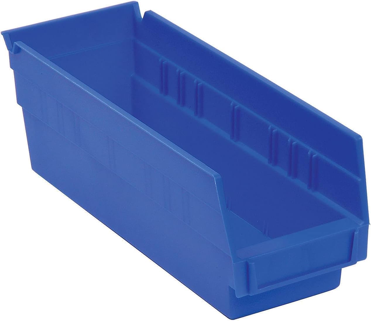 Akro-Mils 30124 Plastic Shelf Bins, Heavy Duty Storage Bins for Garage, Closet, and Drawer Organization, 24-Inch x 4-Inch x 4-Inch, Blue, 12-Pack
