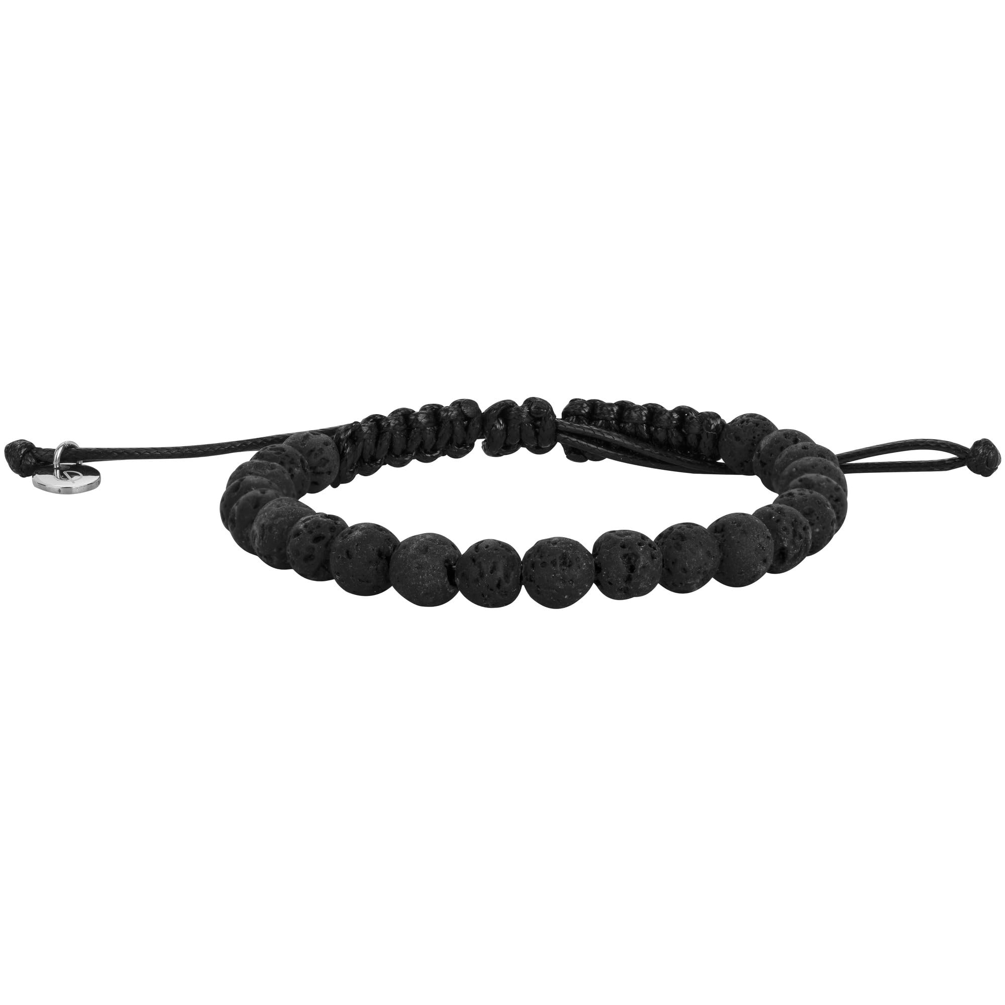 Bracelet souple Hector en Acier 316L avec lave noir - Phebus Homme