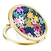 PDOZV Kompaktspiegel Roségold 6,6 Cm – Doppelseitig 1x/2x Vergrößerung, Metallrahmen, Für Handtasche & Reise