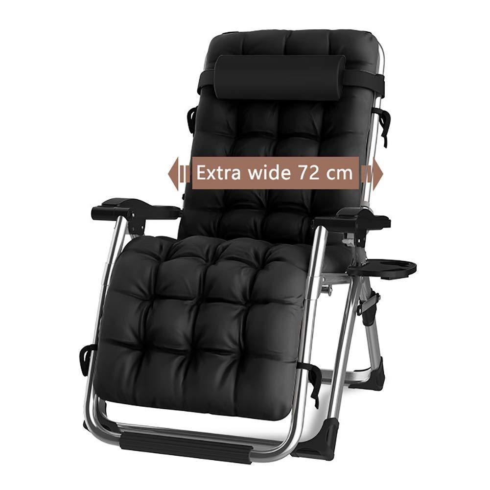 Chaise longue de terrasse extérieure pliable réglable zéro gravité noire