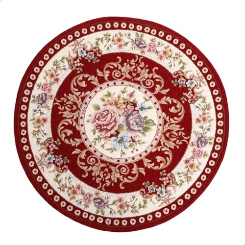 Tapete redondo floral 160 cm antideslizante lavable miniatura 1