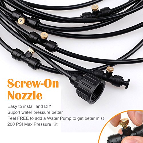 theBlueStone 40FT Mist Cooling System - 20 Brass Nozzles with in-Line Filter - Misters for Outside Patio Garden Greenhouse Trampoline for Waterpark Pet Deck Cooling