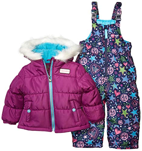 Skechers Girls' Toddler 2-Piece Heavyweight Snowsuit, Byzantium Purple, 2T