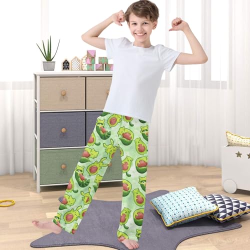 Boy's Pants Cute Avocado Raccoon Jogger Pants Elastic Waist Long Bottoms Trousers with Pockets 6-14 Years4