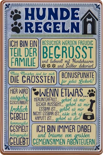 30 x 20 cm – Wetterfestes Hundeschild, Hunde Deko Regeln Schild, Lustiger Spruch für Hundebesitzer (Hunderegeln)