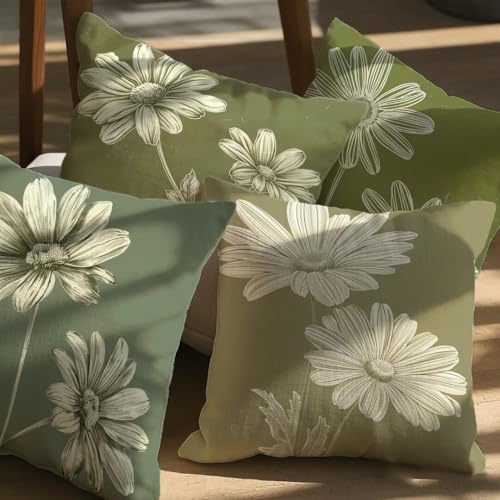 Fermeture éclair invisible sur cette housse de coussin 35x35cm vert en lin