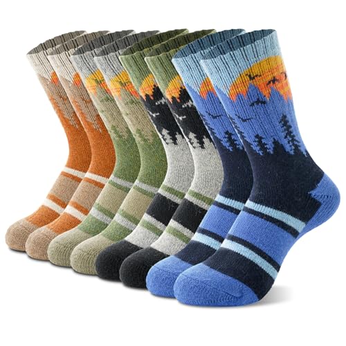 BISOUSOX Kids Hiking Socks 70% Merino Wool Boys Girls Socks 4-12 Years Old Breathable School & Everyday Socks