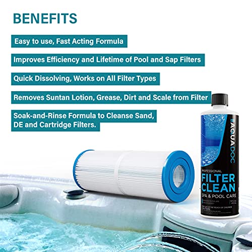 Mav Aquadoc Hot Tub Filter Cleaner Soak, Pool Filter Cleaner & Pool Cartridge Cleaner - Spa Filter Cleaner Soak & Spa Filter Cleaning Solution For Hottub Cartridges. Easy To Use Filter Degreaser thumb #1