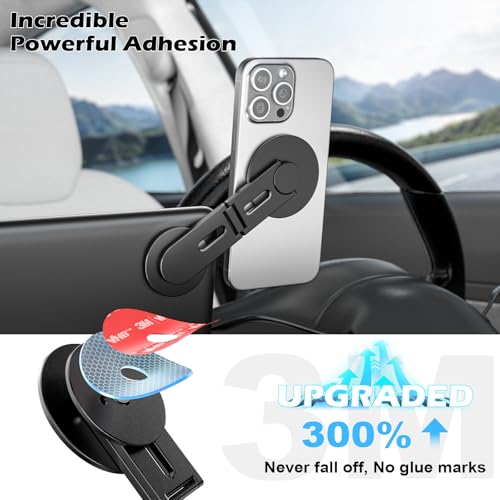 CloudValley Magnetic Phone Holder for Tesla Model Y/3, Foldable Hidden Tesla Phone Mount Fit for iPhone 17/16/15/14/13 seirs, PC Monitor, Compatible with Magsafe Car Mount for Tesla Accessory, Black