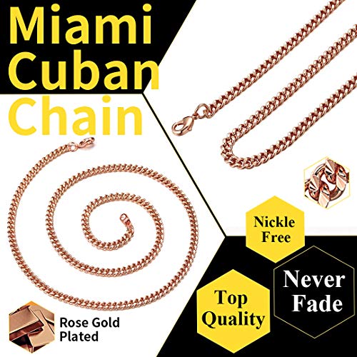 ChainsHouse Stainless Steel Cuban Chain Necklace for Men Women, 18K Gold/Black/Rose Gold Plated Miami Curb Chains,18" 20" 22" 24" 26" 28" 30" Length,4mm/7mm Wide,Send Gift Box2