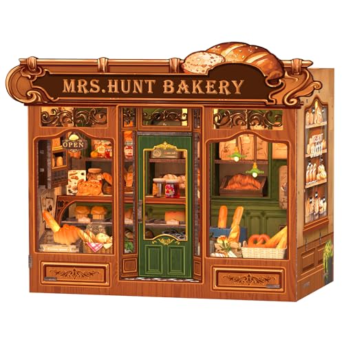 Fsolis Book Nook Bäckerei – Modernes Miniaturhaus mit LED Beleuchtung – Holzpuzzle inklusive Möbelset und Zubehör… – Ansicht 1