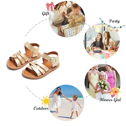 Image of Felix & Flora Toddler Girl Sandals - Little Girl Easter Dress Shoes Lightweight Open Toe Beach Holiday Flats