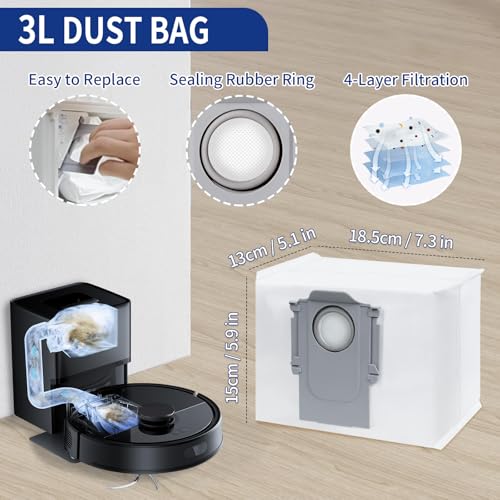 Image of 34 Pack Q7 M5+ Replacement Accessories Compatible with Roborock Q7 M5 / Q7 L5 / Q7 L5+ Robot Vacuum, 2 Mainbrushes, 6 Scent Tablets, 6 HEPA Filters, 6 Dust Bags, 6 Mop Pads, 6 Side Brushes