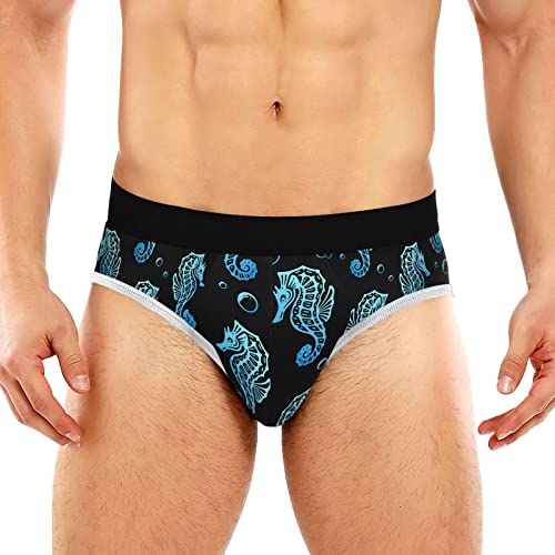 Men's Underwear Briefs Comfort Soft Stretch Classic Fit Seahorse Briefs with Contour Pouch