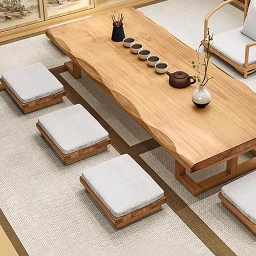 Table basse en bois massif de style japonais pour repas convivial au sol