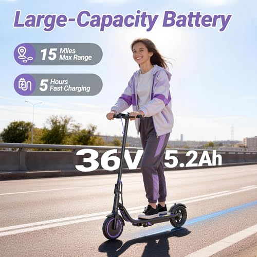 Image of Electric Scooter, 350W-500W Motor, 19 MPH to 22MPH, 15-41 Miles Range, Dual Suspension, Dual Braking, App Control, Foldable Commuter E Scooter for Adults and Teens