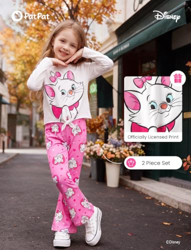 Image of Disney Girls Outfits Long Sleeve Knot Front Shirt Flare Pants 2PC Clothes