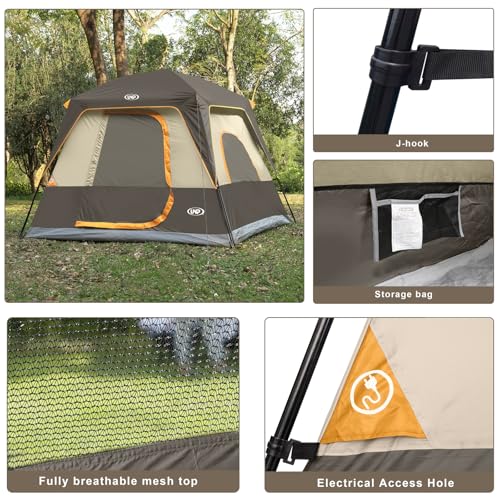 Image of UNP 2 /4 /6 /8 Person Tent, Portable Cabin Tent, Camping Tent 4-Person Easy Set Up, Waterproof with Top Rainfly for Outdoor Camping /Hiking