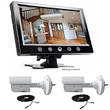 überwachungsanlagen haus test  23 cm 9 Zoll Inch TFT LCD Video Überwachungsmonitor für Live Überwachung Überwachungsanlage Set und Zwei Überwachungskameras 10 Meter Kabel mit Zwei Videoeingängen YMPA UET-SET92