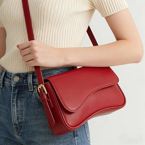 Image of Amszke Shoulder Bag for Women Y2K Crossbody Purse PU Leather Underarm Handbag 2 Adjustable Strap for Daily Commute Travel