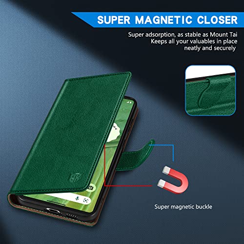 Image of ZZXX for Google Pixel 7 Wallet Case Magnetic Closure 6.3 inch,Green