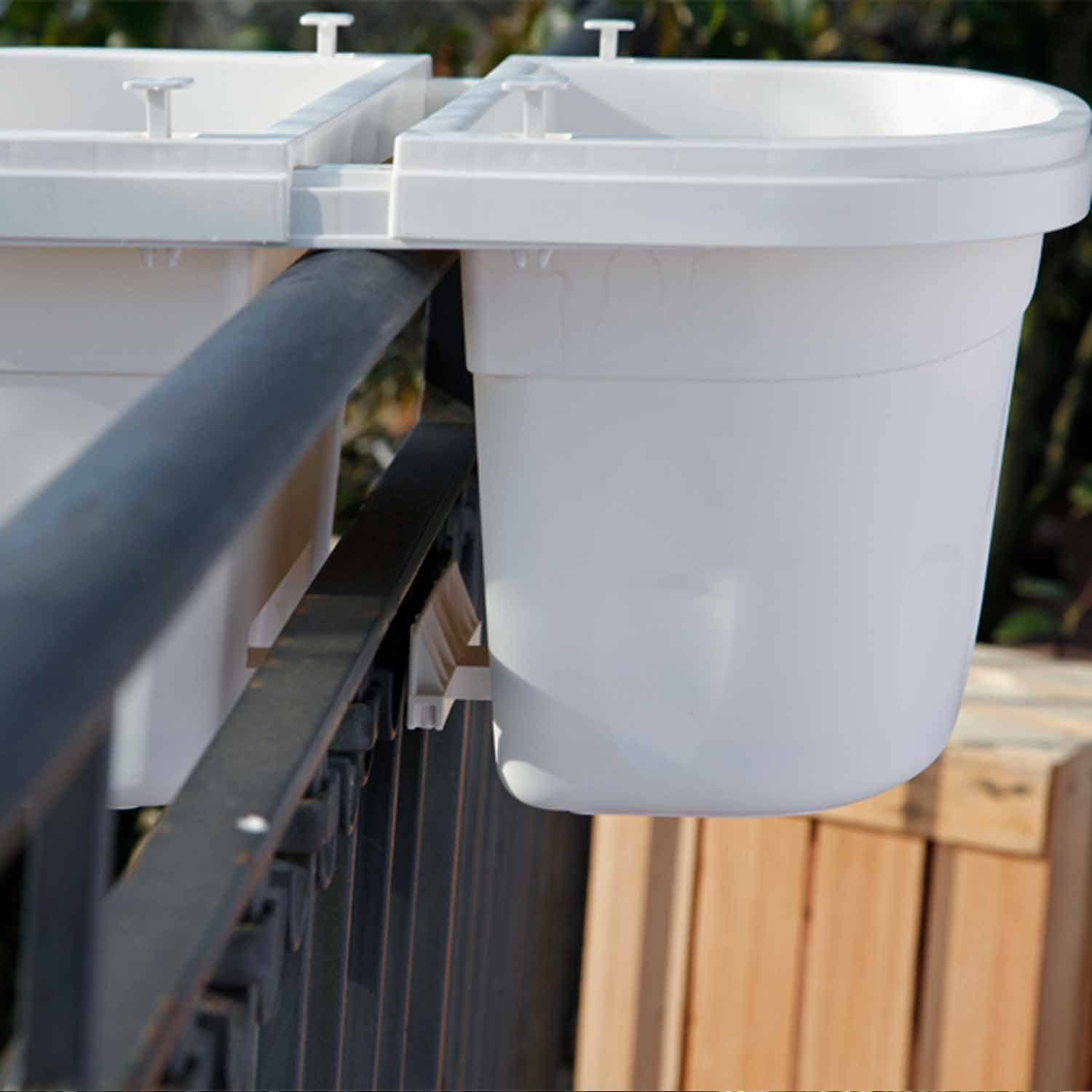 FRANKYSTAR Klunia 40 - set di 4 balconiere doppie da 40cm con agganci regolabili e riserva d'acqua (Bianco)