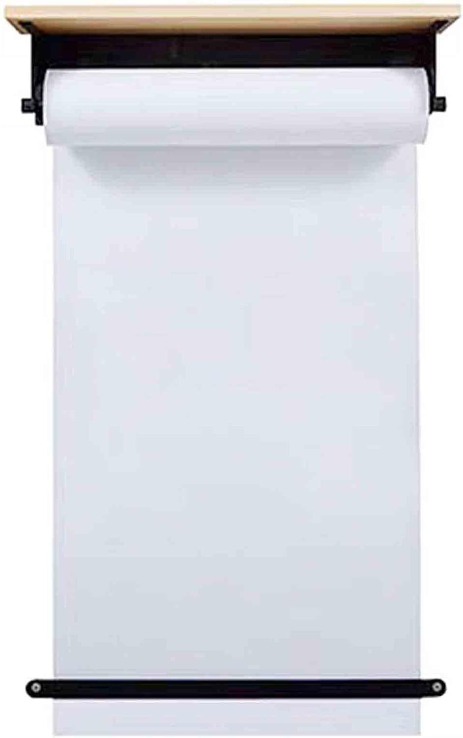 Distributeur Et Coupe-Rouleau De Papier, Fixation Murale, pour Enrouler Et Couper Facilement Le Papier Kraft, Tableau Mémo Pratique Inclus, Papier Blanc, Largeur 70 Cm.
