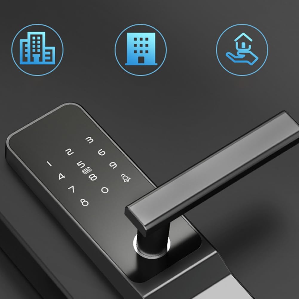 Cerradura de puerta inteligente para sistema TTlock, contraseña electrónica y tarjeta IC para acceso, control remoto de aplicación, cerrojo antirrobo para el hogar del hotel, gris (modelo electrónico)