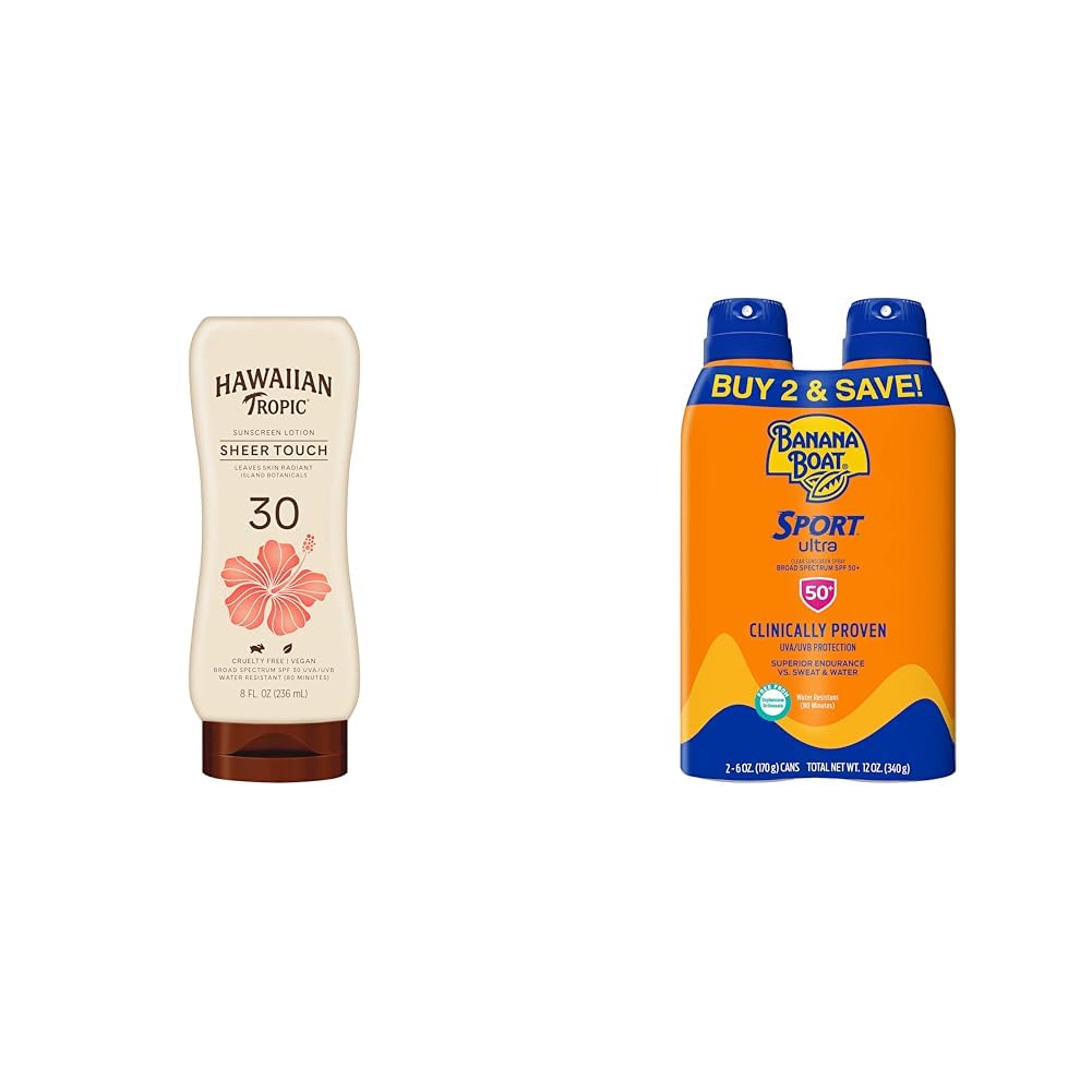 Hawaiian Tropic Sheer Touch Ultra Radiance Lotion Sunscreen SPF 30 8oz Banana Boat Ultra Sport Sunscreen Spray Broad