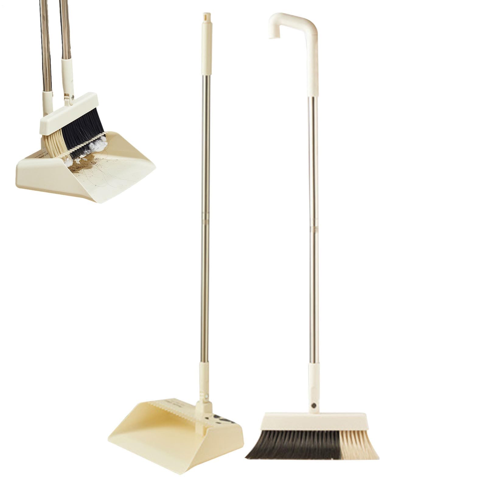 Set di scopa e paletta, con setole morbide, scopa compatta con paletta per cucina, corridoio e ufficio, materiale ABS resistente