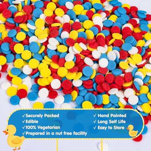 Image of Colorful Round Confetti Sprinkles,Edible Cake Decorations for Baking,130g,Red Blue Yellow and White Sugar Sprinkle,fancy baking Cupcakes Cookie Donuts Ice Cream Toppers,Duck Themed Desserts,Birthday,Children's Party Supplies
