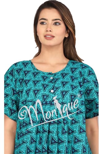 Image of Monique Brand 100% Pure Cotton Nighty for Woman | Floral Gown for Women Night Wear | Cotton Nighty for Women Stylish | Maxi for Women Cotton