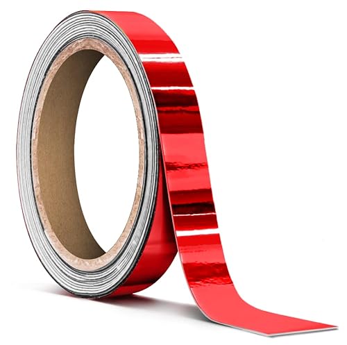Vvivid Red Mirror Chrome Air-Release Adhesive Vinyl Pinstripe Tape Roll (½ Inch X 20Ft) #TOP16