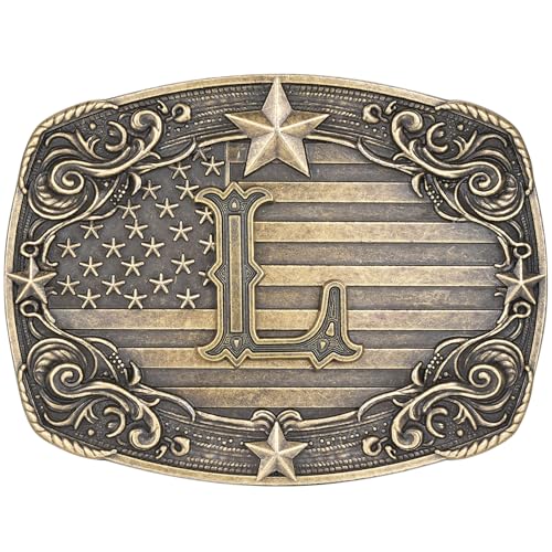 Image of Western Belt Buckle for Men Women Initial Letter A to Z Cowboy Belt Buckle Texas Buckle hebillas vaqueras para hombre