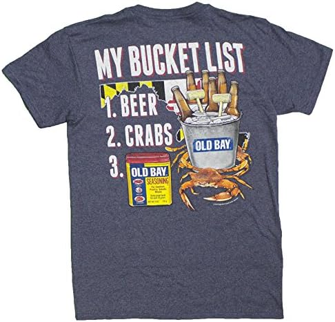 Men's Officially Licensed Old Bay Bucket List T-Shirt (Denim Heather, Small)