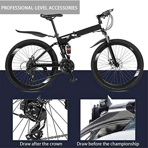 Vélo électrique électrique VTT Mens Mountain Bike 26 pouces pliant Vélo de montagne, 27 vitesses Vélo plein Suspension VTT Vélos de sport masculin et féminin adulte Migration quotidienne Vélos Anti-Sl - Image 8