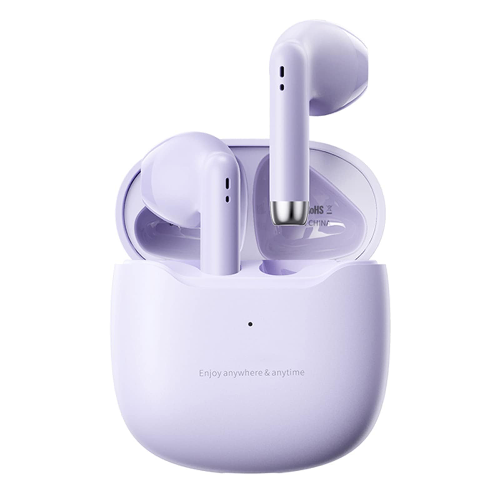 True Wireless Earbuds Purple Bluetooth 5.3 with Microphone for Working Out Noise Canceling Blue Tooth Ear Buds Deep Bass TWS Wireless Earphones with Charging Case in Ear Headphone for iPhone Android